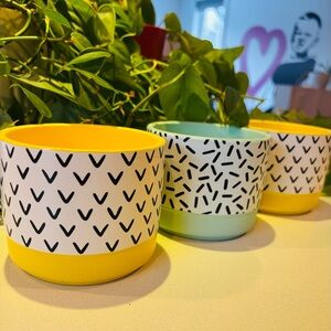 Set of Colorful Patterned Planters
